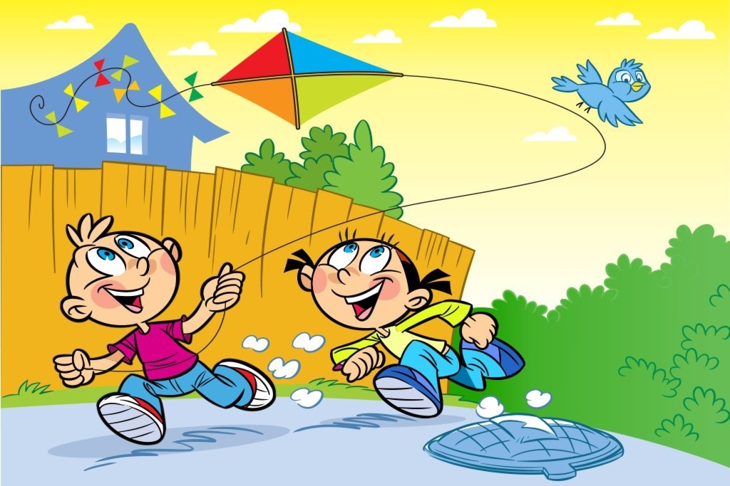 Fototapeta dla dzieci latawiec, wesołe dzieci 21a