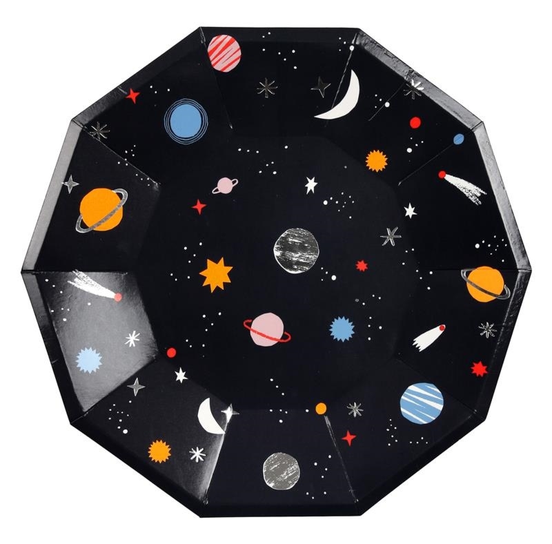 Duże talerzyki papierowe Meri Meri – 8 szt. kosmos