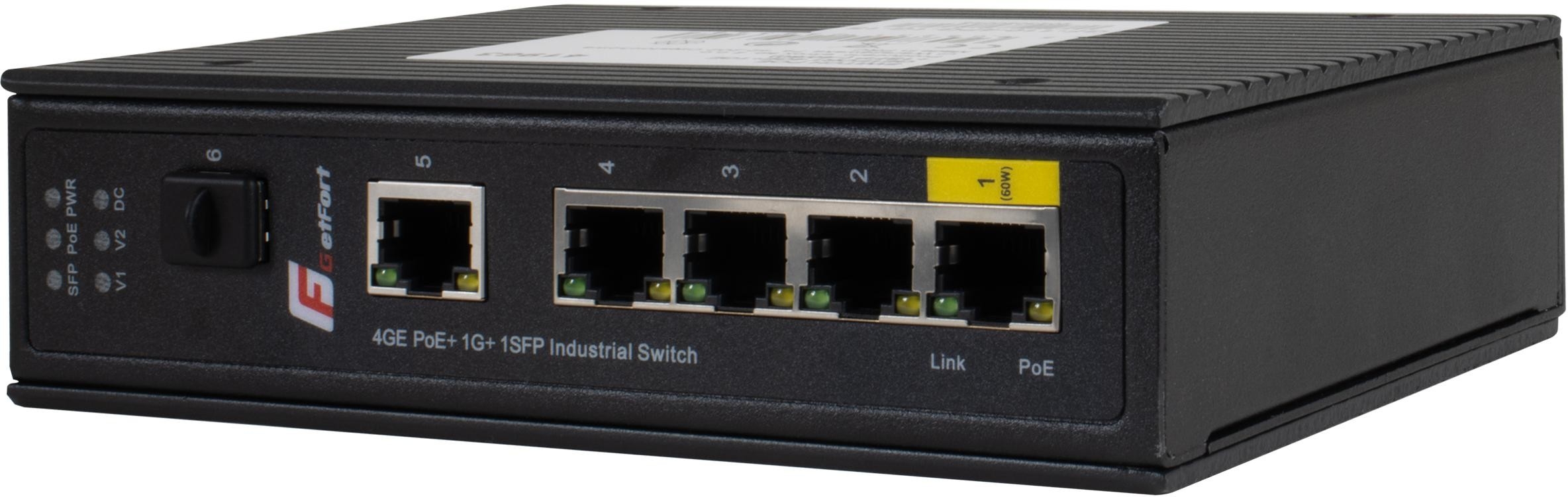 Image of SWITCH POE GETFORT PRZEMYSŁOWY POE 4GE+1GE+1SFP (-40/80)