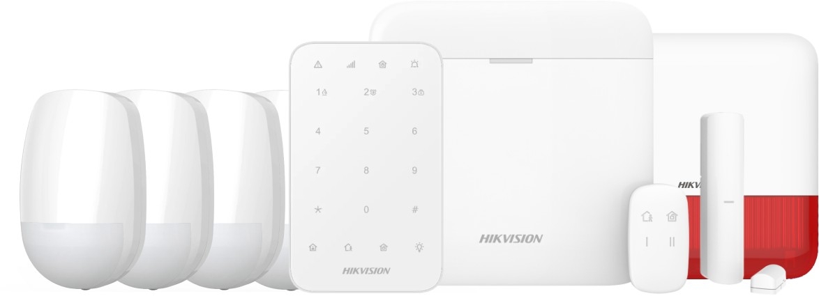 Image of Zestaw alarmowy HIKVISION AX PRO 4 czujniki ruchu, kontaktron + pilot, sygnalizator