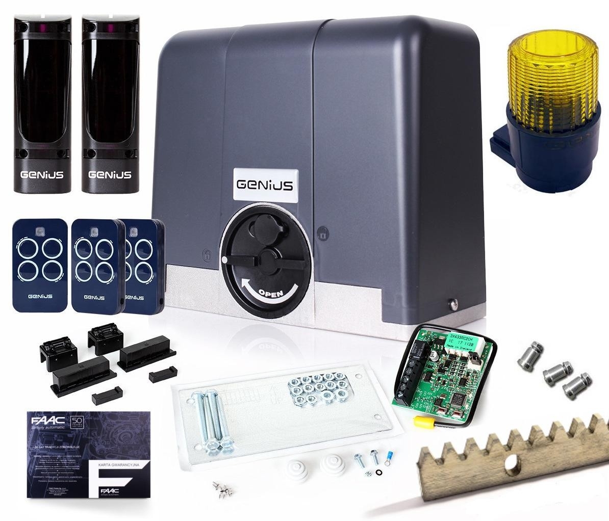 Image of Zestaw Genius Blizzard 500 + listwy + lampa do 500kg bram przesuwnych