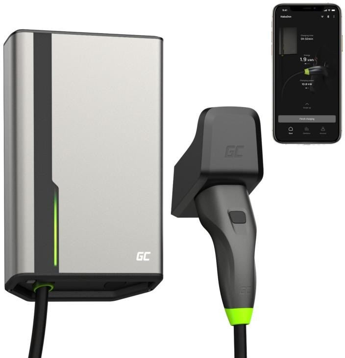 Image of ŁADOWARKA EV Wallbox Green Cell HabuDen EVGC021A2275 22kW TYPE 2 7,5M GC App BT Wi-Fi