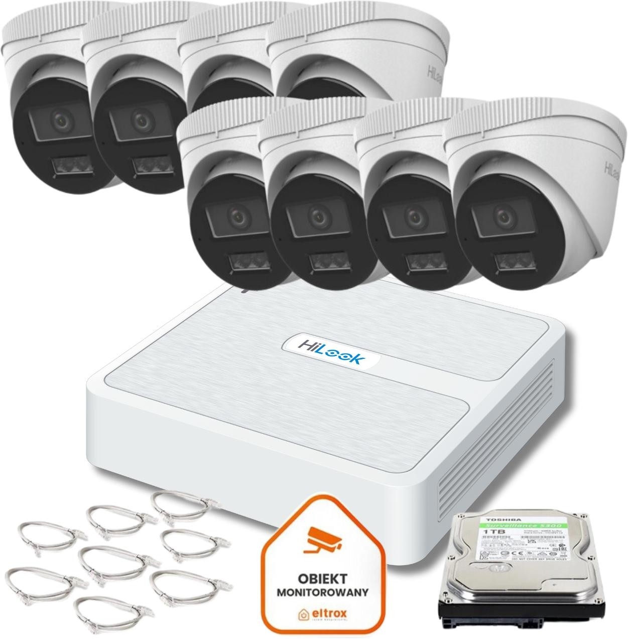 Image of Zestaw monitoringu Hilook 8 kamer IP IPCAM-T2-30DL 1TB dysk