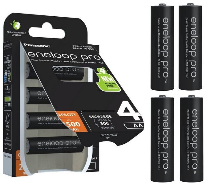 Image of Akumulatorki R6 / AA Panasonic Eneloop PRO 2500mAh Ni-MH BK-3HCDE/4BE (blister 4 szt.)