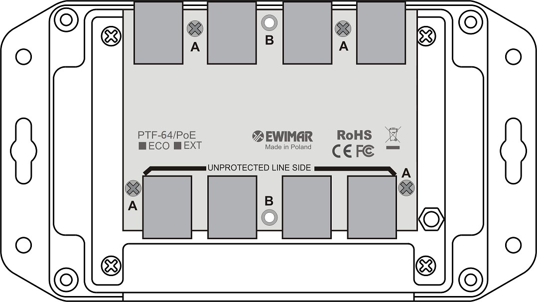 Image of 4-kanałowy moduł ogranicznika przepięć sieci LAN Gigabit Ethernet EWIMAR PTF-64-EXT/PoE