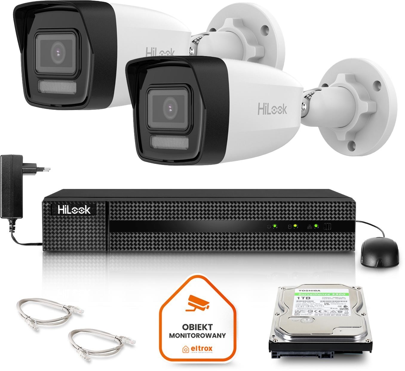 Image of Zestaw monitoringu Hilook by Hikvision 2 kamer IP IPCAM-B6-30DL 6MP PoE