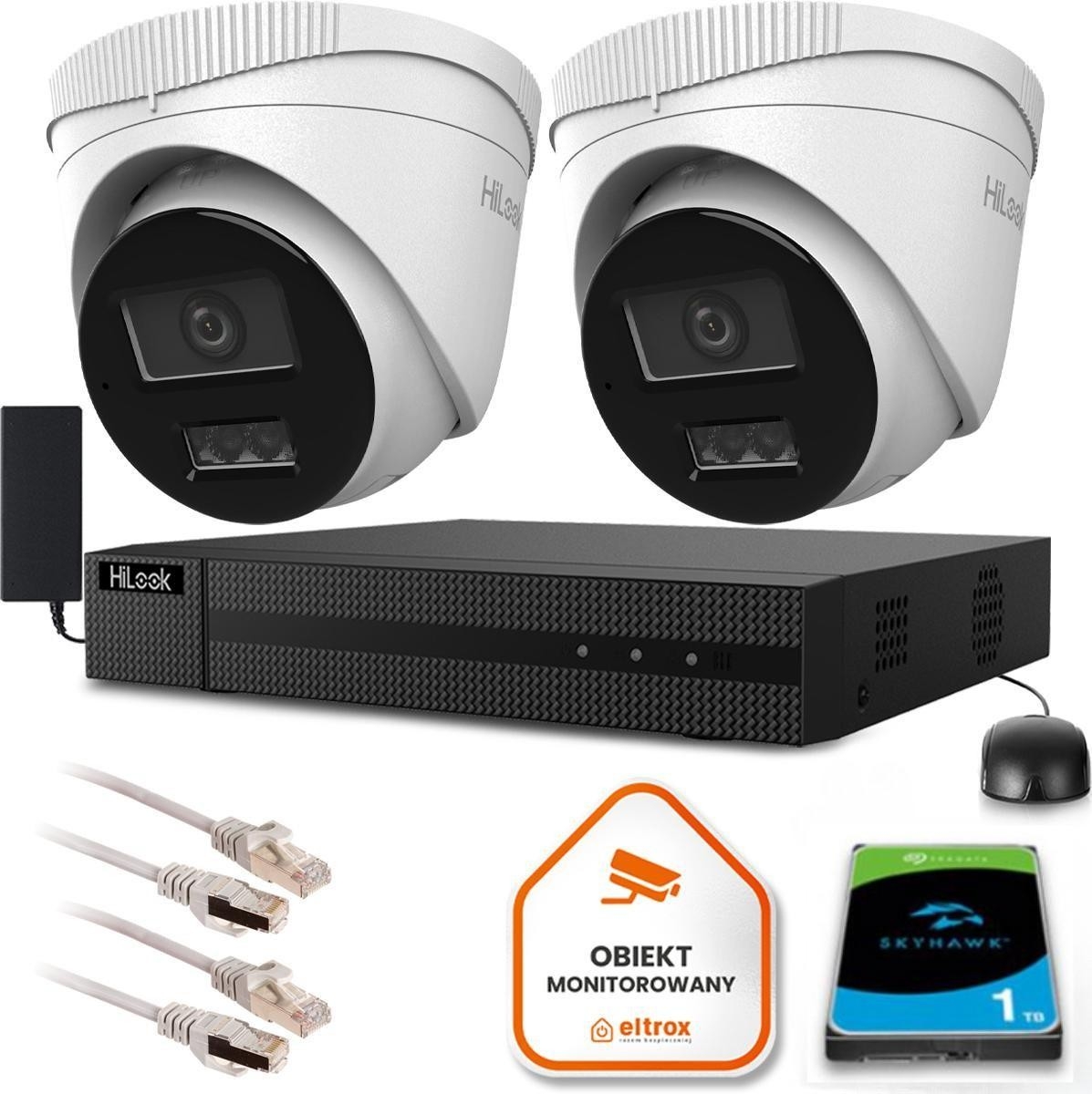 Image of Zestaw monitoringu Hilook 2 kamer IP IPCAM-T4-30DL dysk 1TB