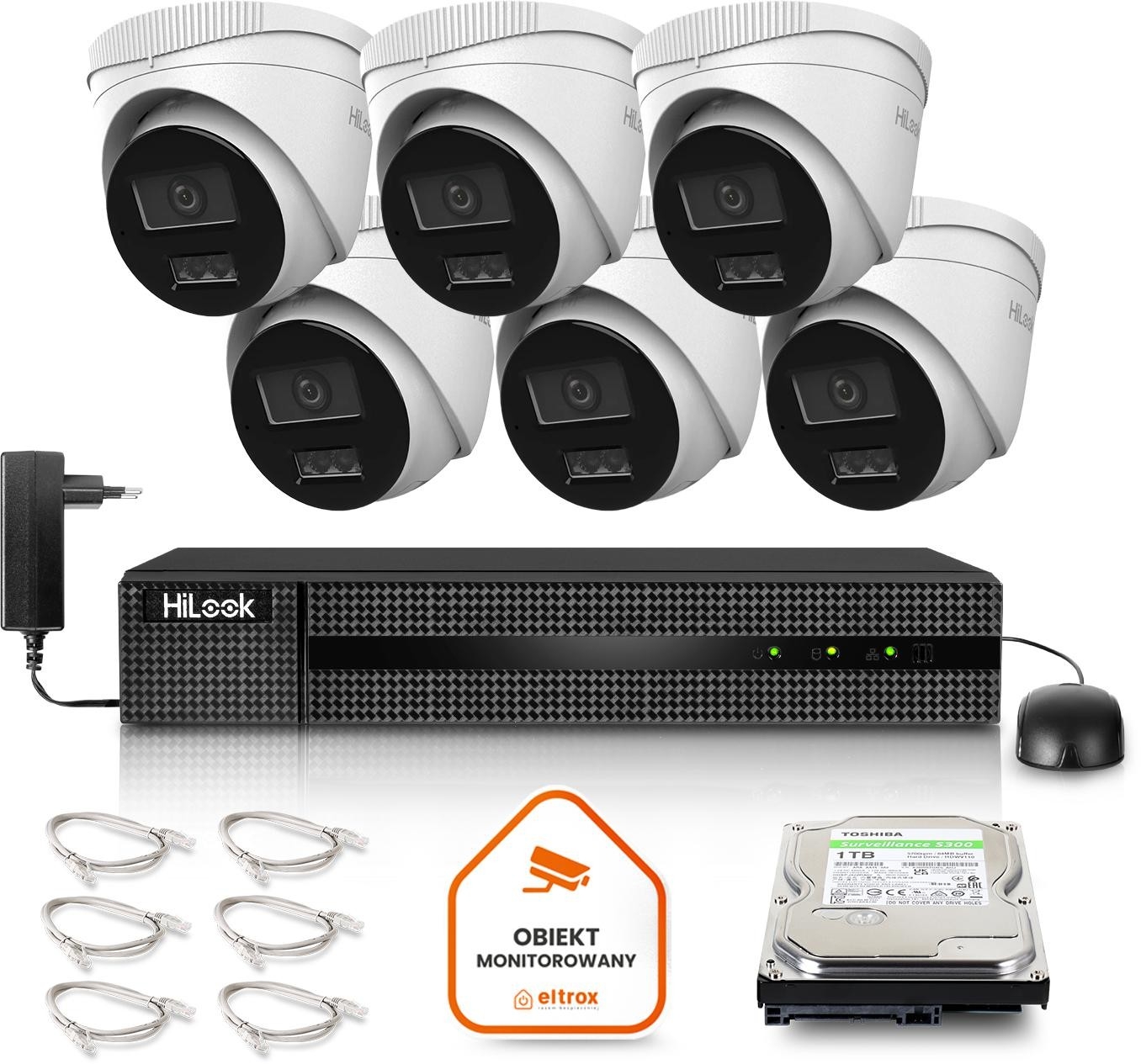 Image of Zestaw monitoringu Hilook by Hikvision 6 kamer IP IPCAM-T6-30DL 6MP PoE