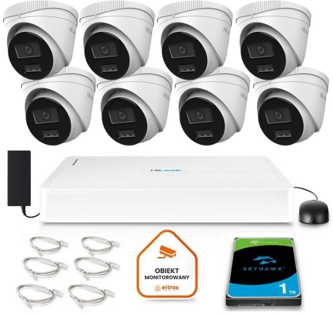 Image of Zestaw monitoringu Hilook 8 kamer IP IPCAM-T4-30DL dysk 1TB