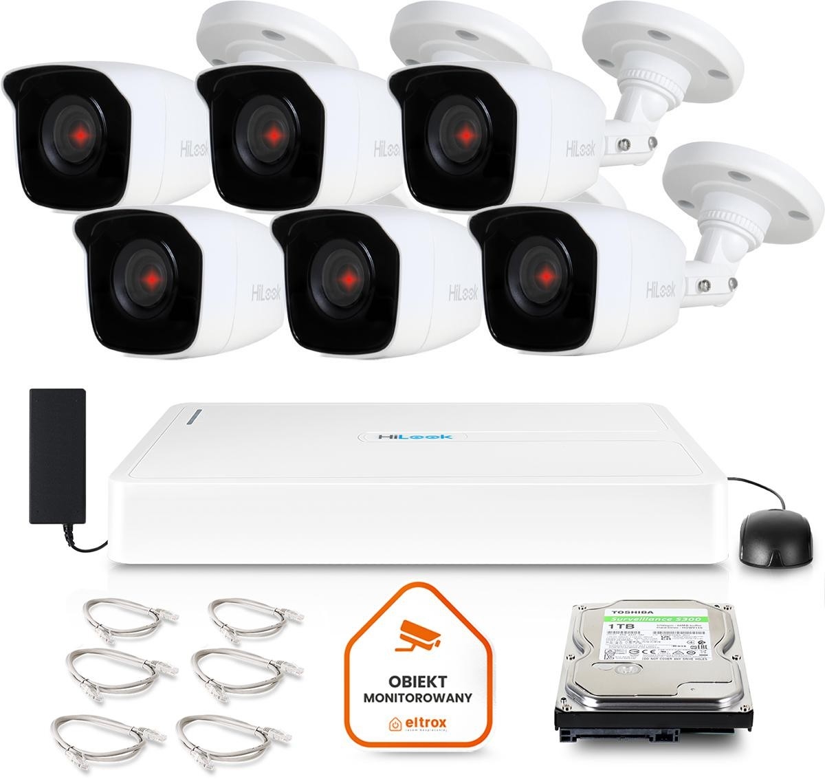 Image of Zestaw monitoringu Hilook by Hikvision 6 kamer IP IPCAM-B2 1TB dysk