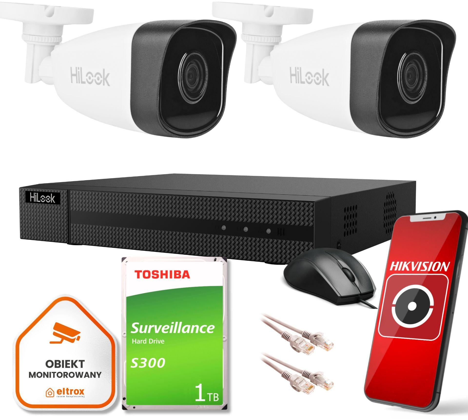 Image of Zestaw monitoringu Hilook by Hikvision 2 kamer IP IPCAM-B2 1TB dysk