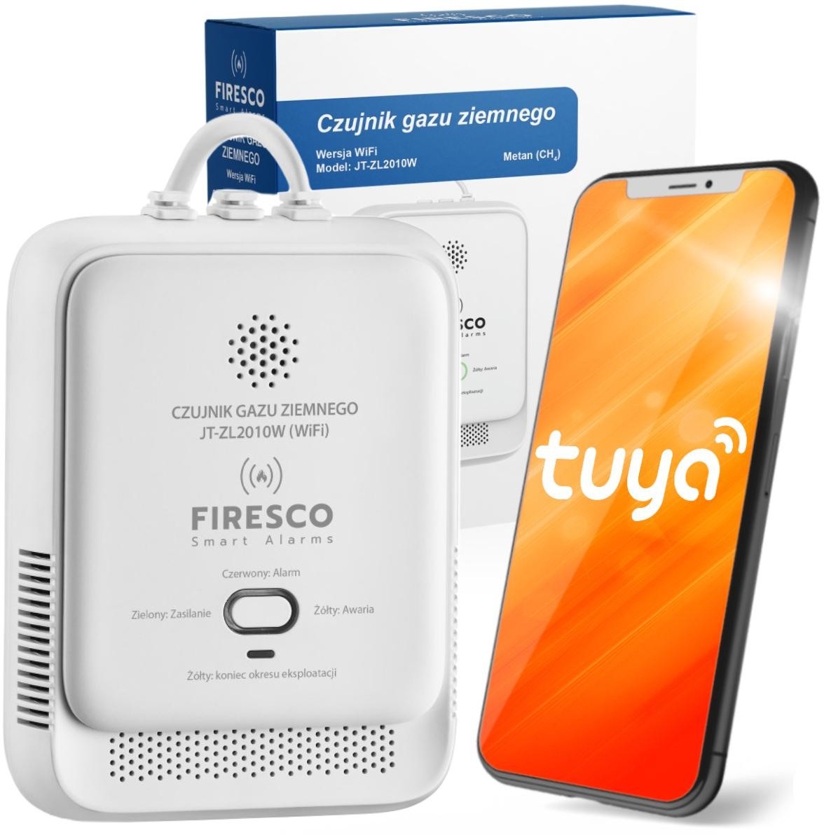 Image of Czujnik gazu ziemnego Firesco JT-ZL2010W z WiFi alikacja Tuya