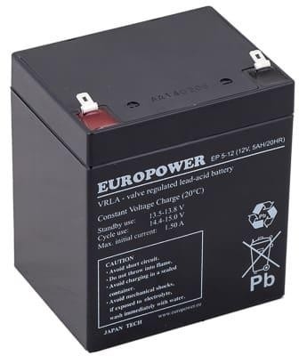 Image of Akumulator AGM EUROPOWER serii EP 12V 5Ah T1 (Żywotność 6-9 lat)