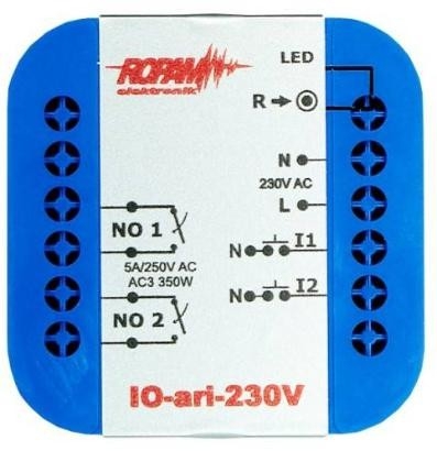 Image of ROPAM IO-ari-230V bezprzewodowy, douszkowy, dwukanałowy sterownik 230VAC, 2xNO, 2xIN (N).