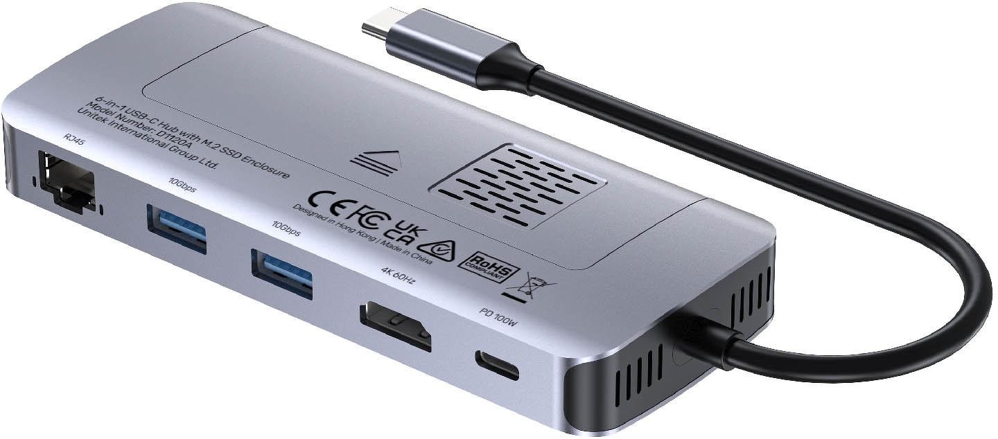 Image of Unitek D1120A01 Aktywny Hub USB-C 10 Gbps, Obudowa na dysk M.2, HDMI