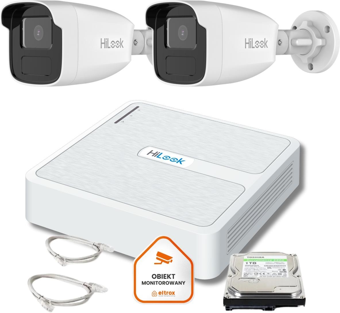 Image of Zestaw monitoringu Hilook by Hikvision 2 kamer IP IPCAM-B2-50IR 1TB dysk