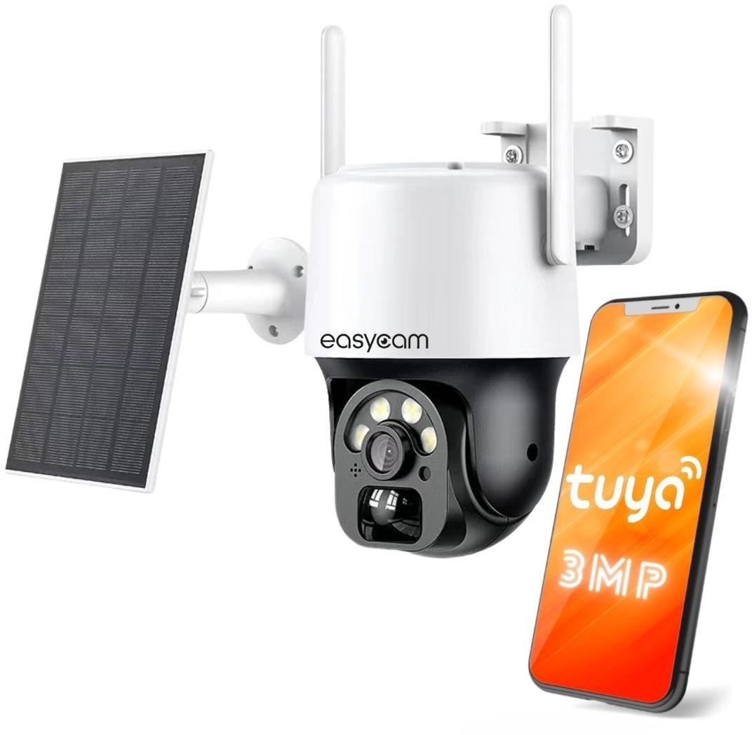 Image of Kamera IP EasyCam obrotowa solarna bezprzewodowa PTZ WiFi Tuya 3MP 4x zoom EC-3PT4DL-S