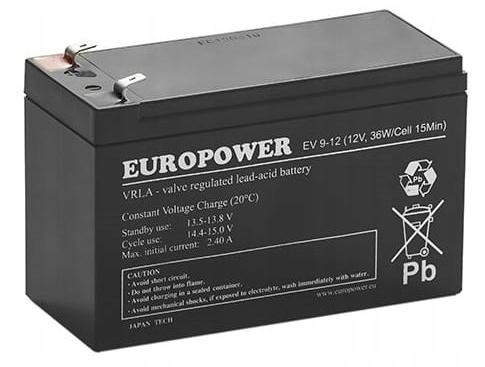 Image of Akumulator AGM EUROPOWER serii EV 12V 8Ah/C10 (Żywotność 6-9 lat) T1