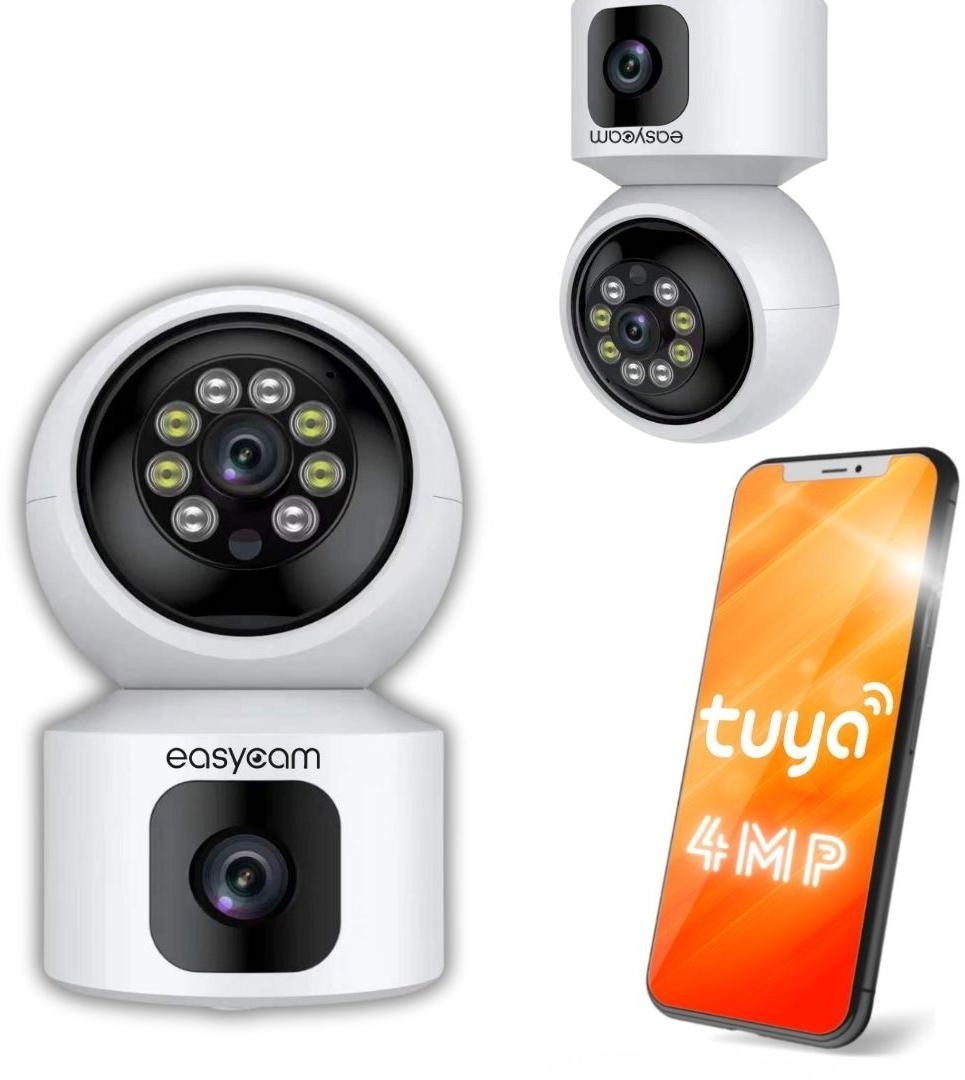 Image of Kamera IP EasyCam obrotowa wewnętrzna dual WiFi Tuya 4MP (2MP + 2MP) EC-4PT2DL-FL