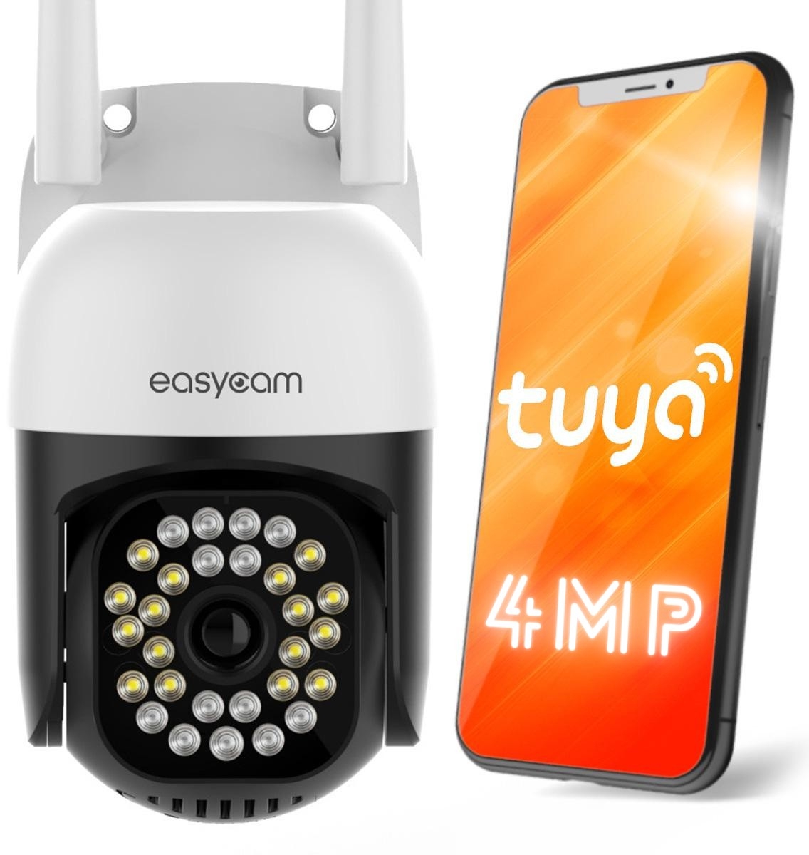 Image of Kamera IP EasyCam obrotowa zewnętrzna WiFi LED 25m Tuya 4MP 4 x zoom EC-4PT12L16IR