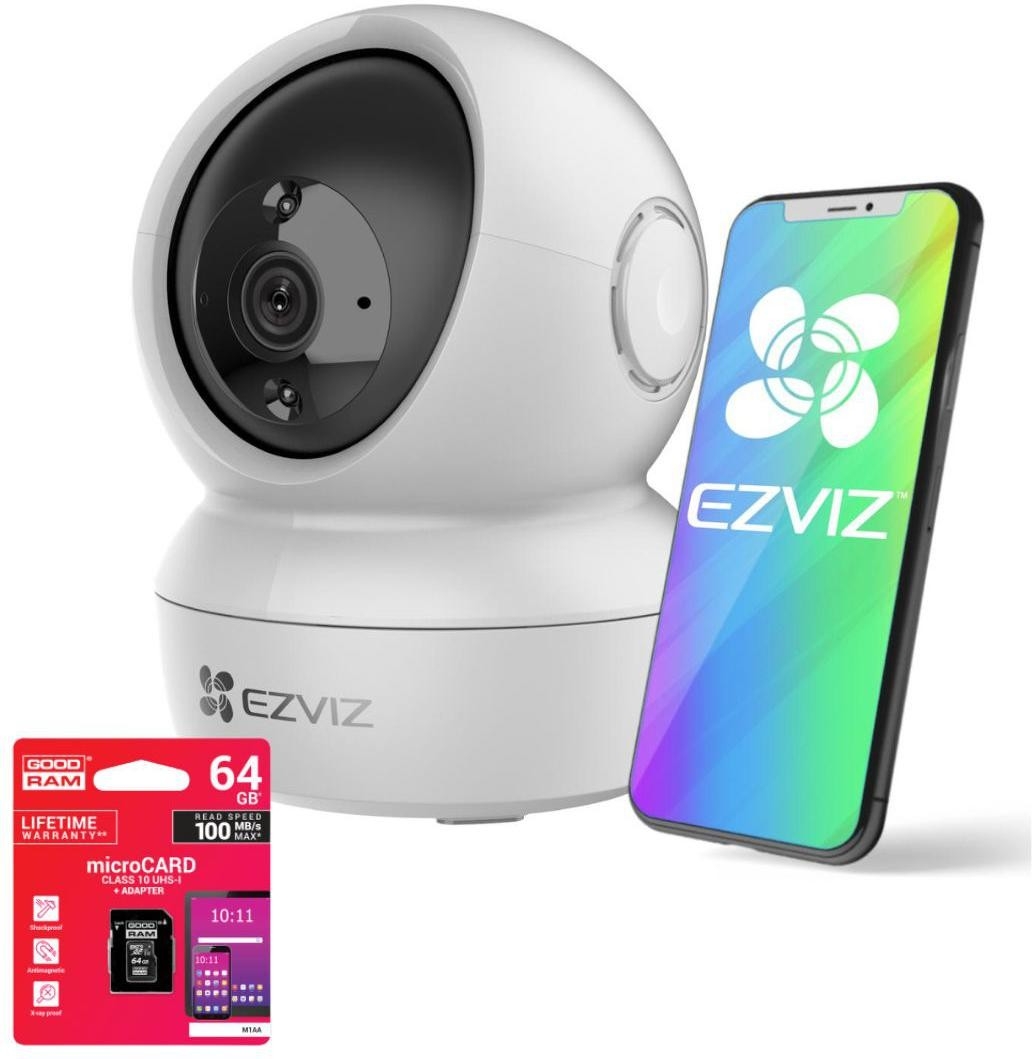 Image of Kamera WiFI EZVIZ H6c (2MP) z kartą pamięci 64GB Goodram