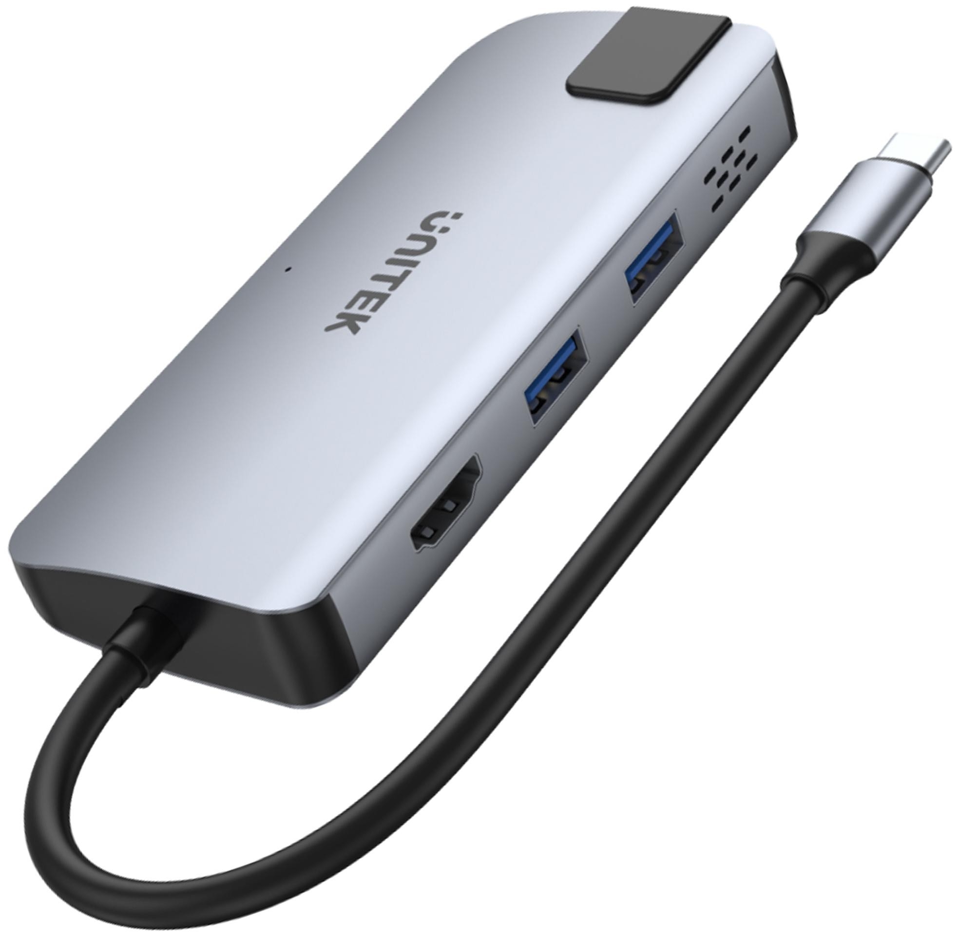 Image of D1028A Unitek Hub USB-C 2x USB-A HDMI 4K RJ-45 PD 100W