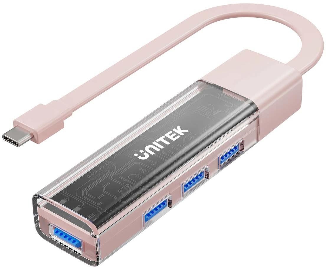 Image of Unitek Hub dwukierunkowy USB C/USB A 5Gbps różowy