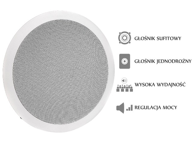 Image of GŁOŚNIK SUFITOWY PA HQM-SO615 6W 100V BIAŁY