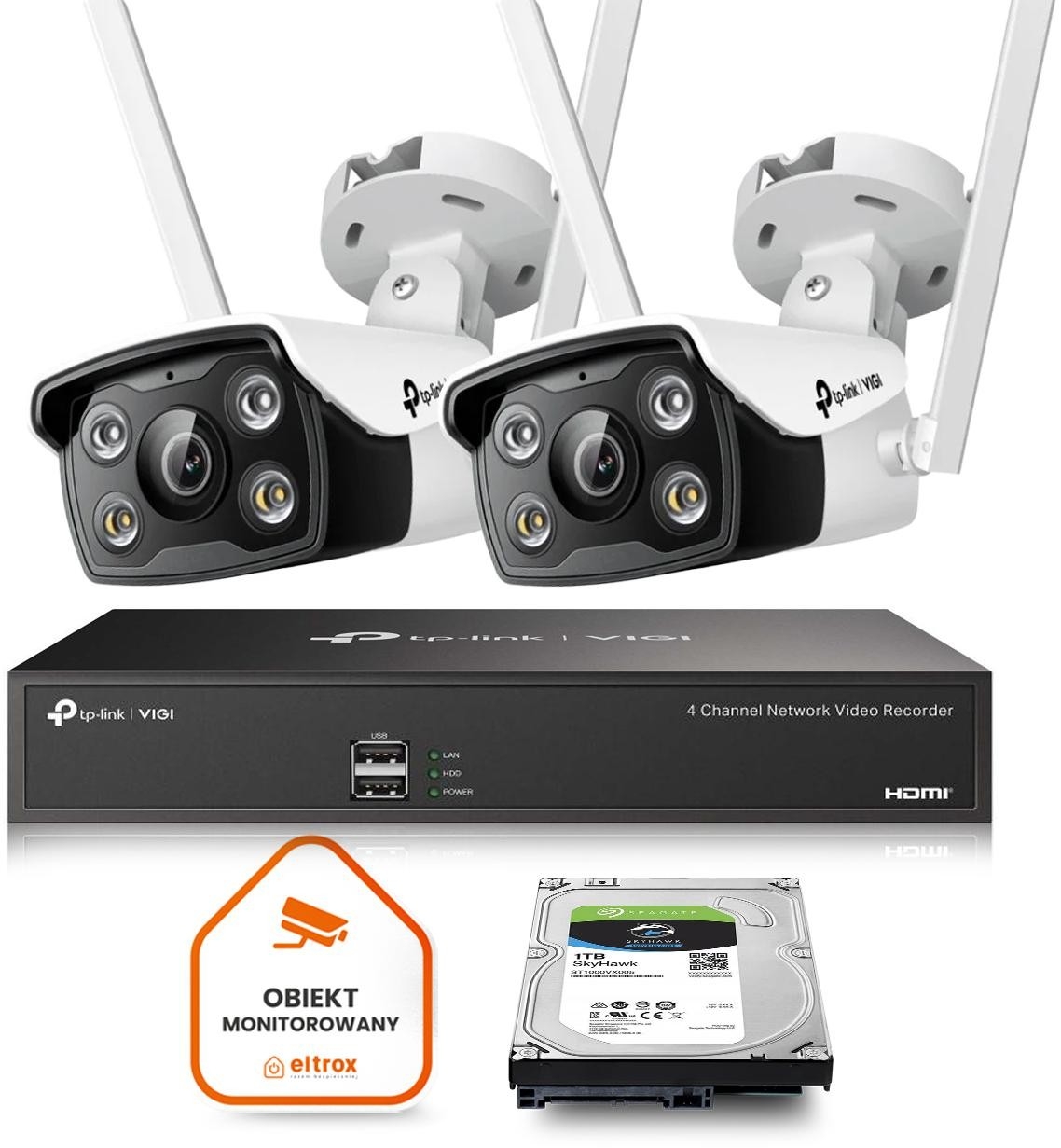 Image of Zestaw Wi-Fi do monitoringu 2 kamery bezprzewodowe TP-LINK VIGI C340-W IR 30m