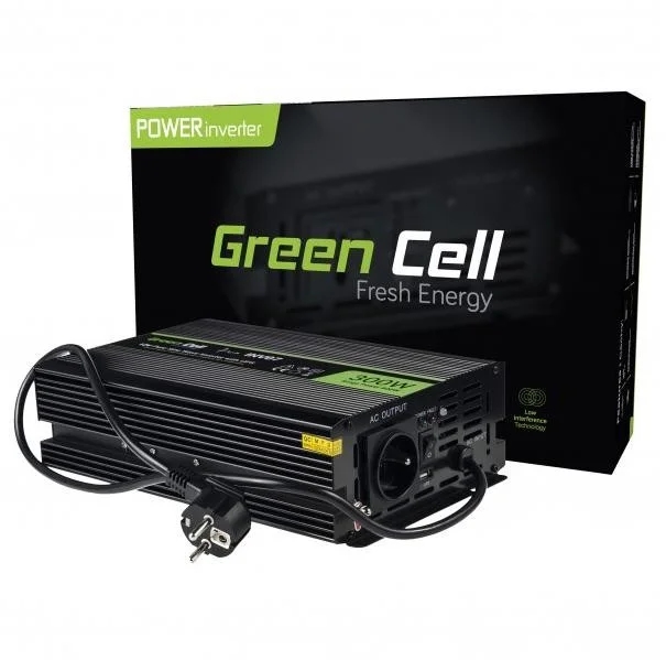 Image of PRZETWORNICA NAPIĘCIA INWERTER Green Cell 12V / 230V 300W/600W CZYSTA SINUSOIDA INV07