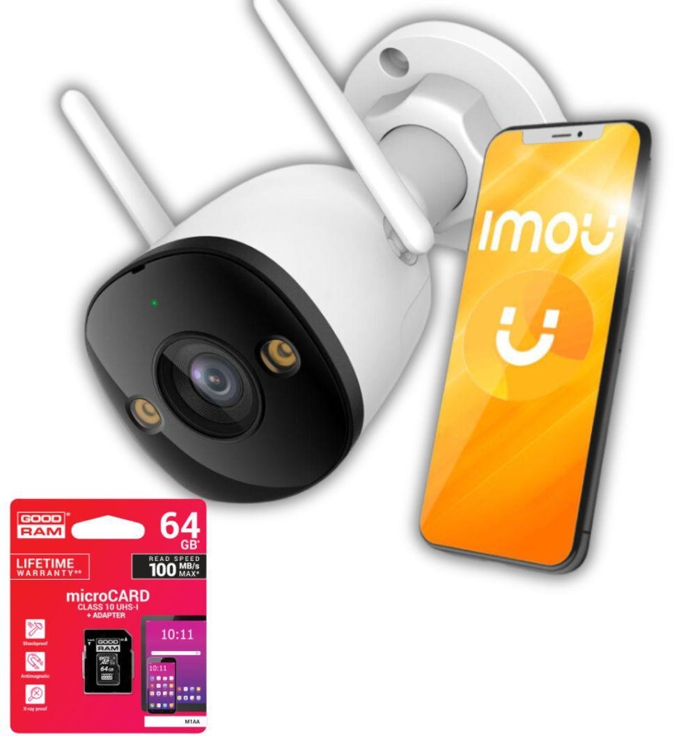 Image of Kamera IP Imou bullet 3 5MP Wi-Fi IR30 z kartą pamięci 64GB Goodram