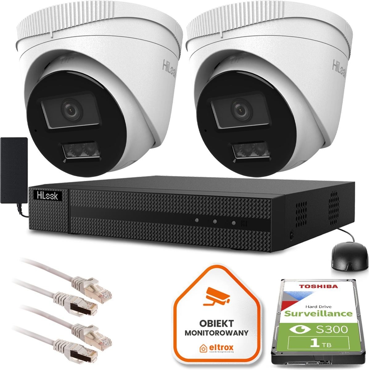 Image of Zestaw monitoringu Hilook by Hikvision 2 kamer IP IPCAM-T2-30DL 1TB dysk