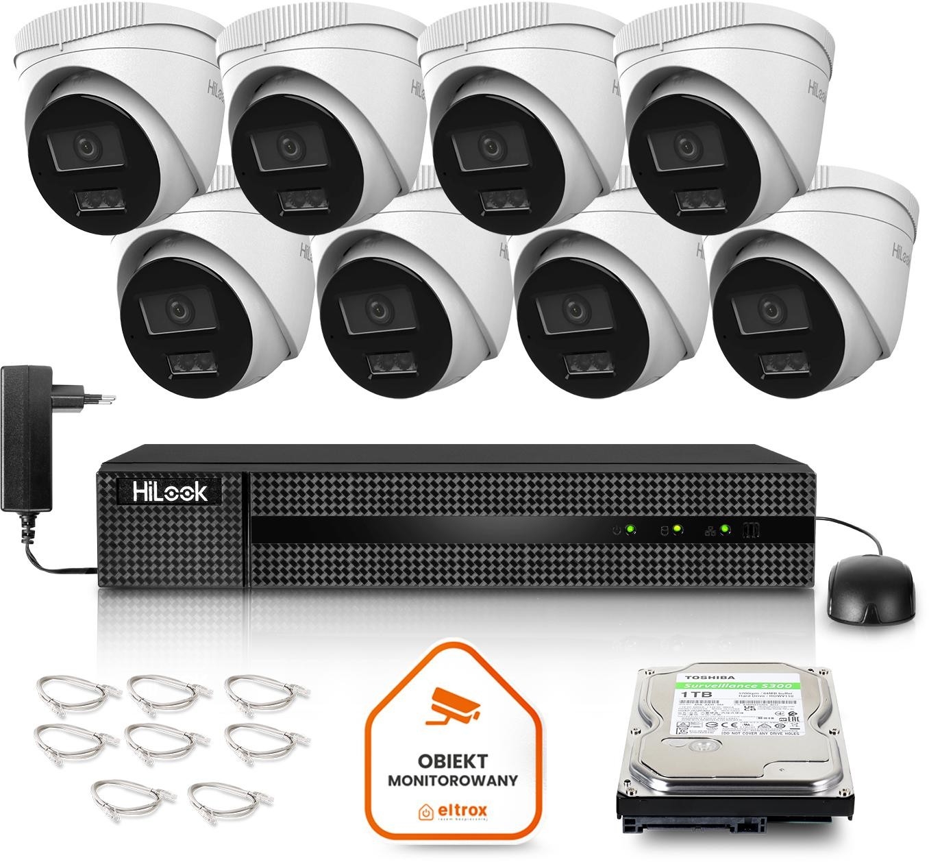 Image of Zestaw monitoringu Hilook by Hikvision 8 kamer IP IPCAM-T6-30DL 6MP PoE