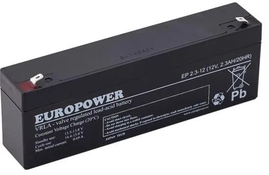 Image of Akumulator AGM EUROPOWER serii EP 12V 2.3Ah (Żywotność 6-9 lat)