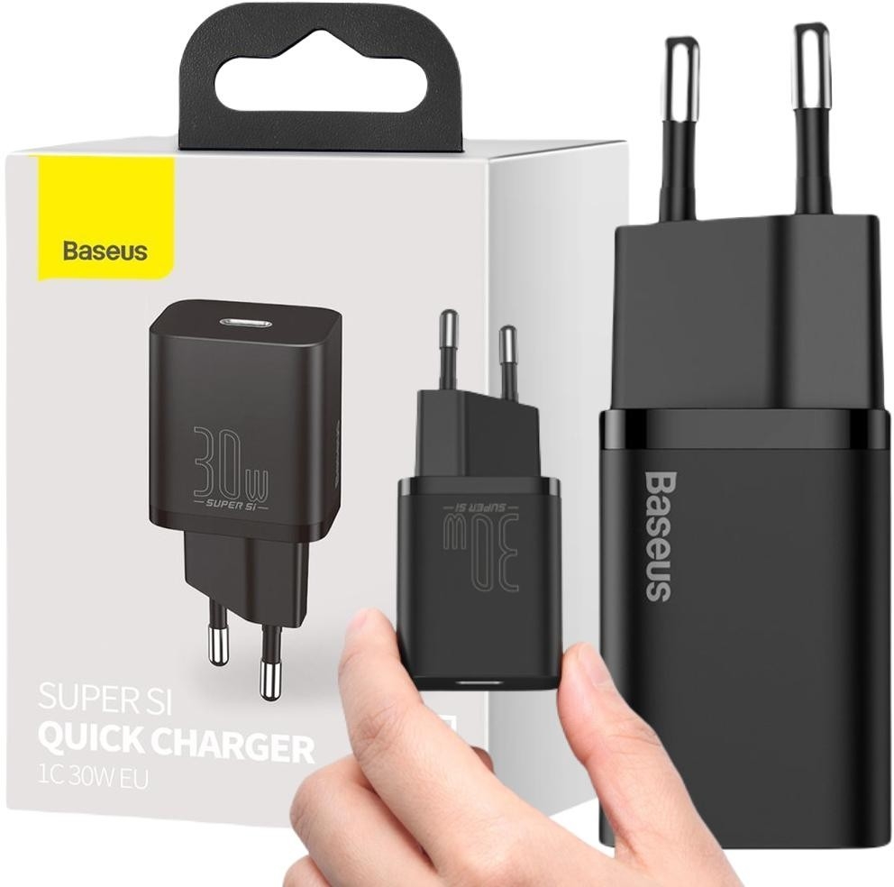 Image of ŁADOWARKA SIECIOWA Baseus Super Si Quick Charger 1C CCSUP-J01 30W 1x USB-C PD 3.0 QC 3.0 CZARNA