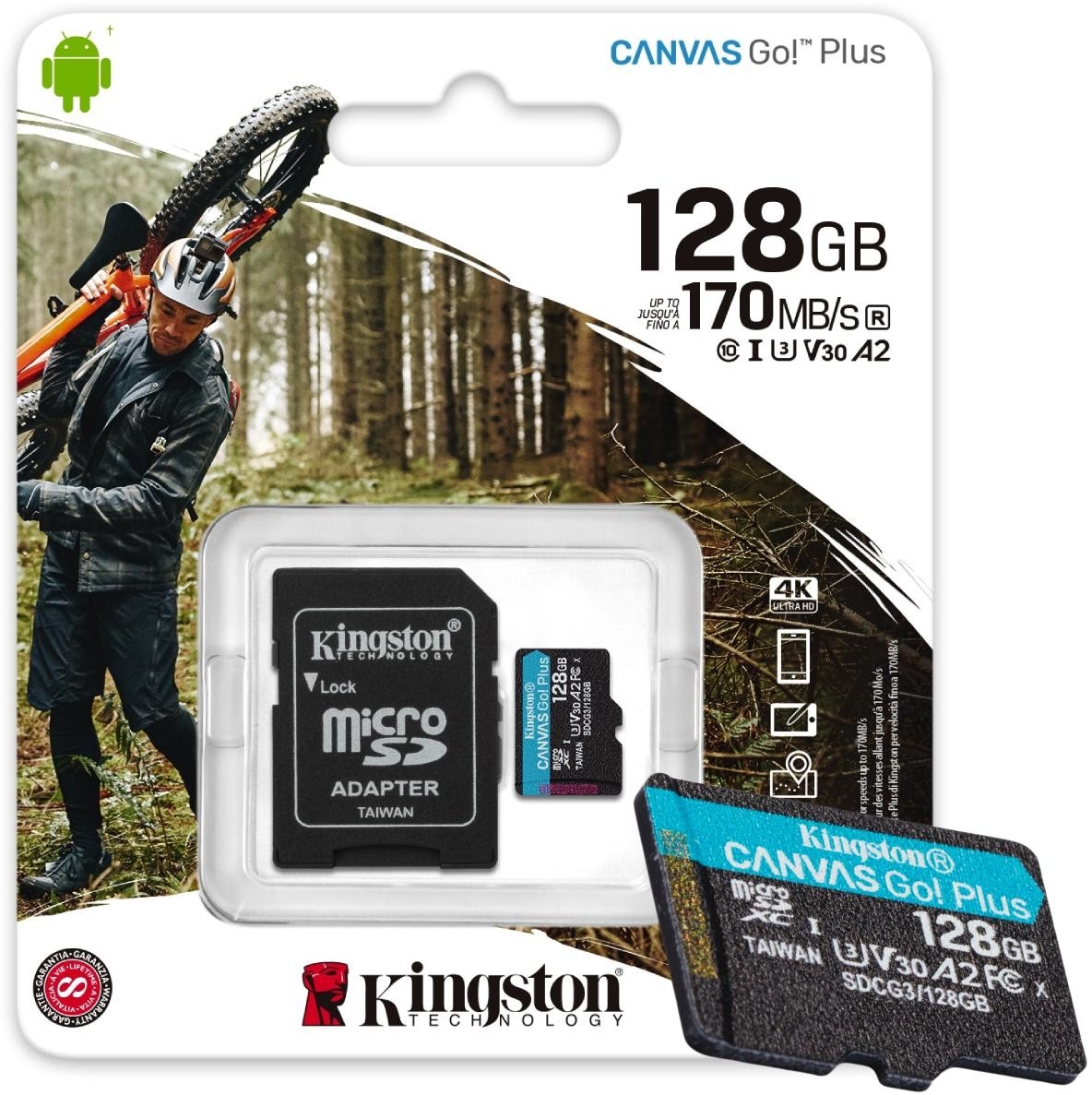 Image of Karta pamięci microSD Kingston Canvas Go Plus microSDXC C10 UHS-I 128GB