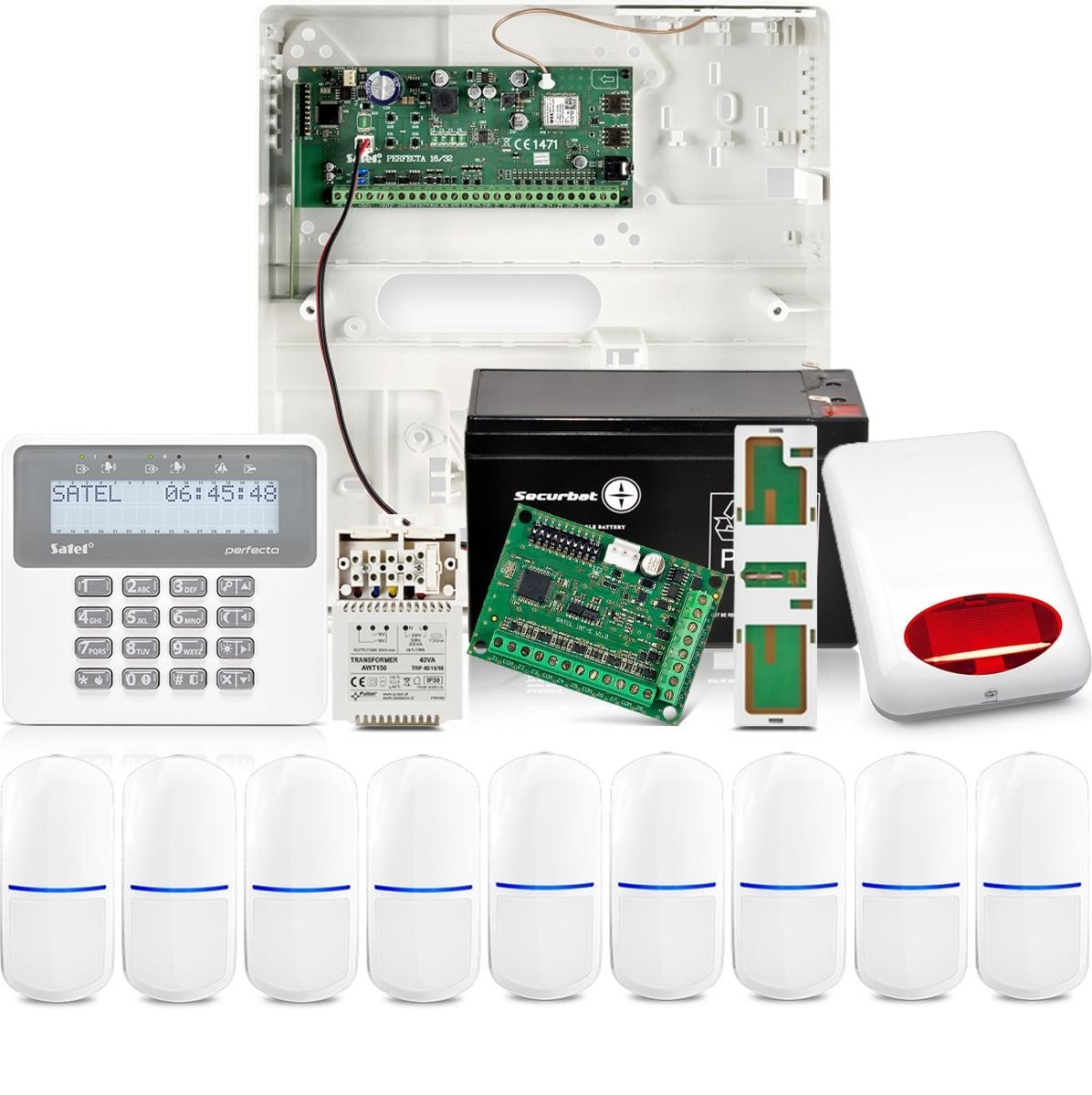 Image of Zestaw alarmowy Satel Perfecta 16 SET-A, 9x czujka,PRF-LCD, aplikacja