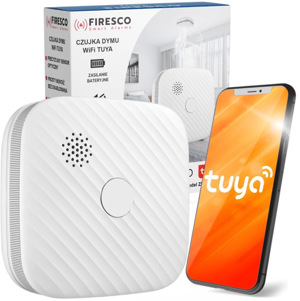 Image of Czujnik dymu Firesco ZR153SW CB z WiFi aplikacja Tuya