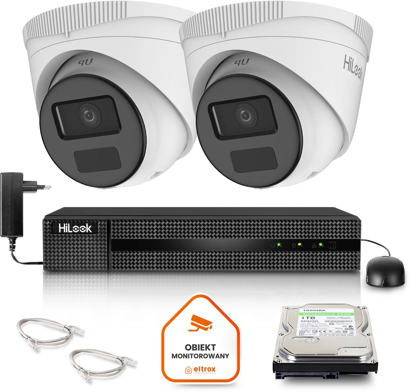 Image of Zestaw monitoringu Hilook by Hikvision 2 kamer IP IPCAM-T2-P Full HD PoE