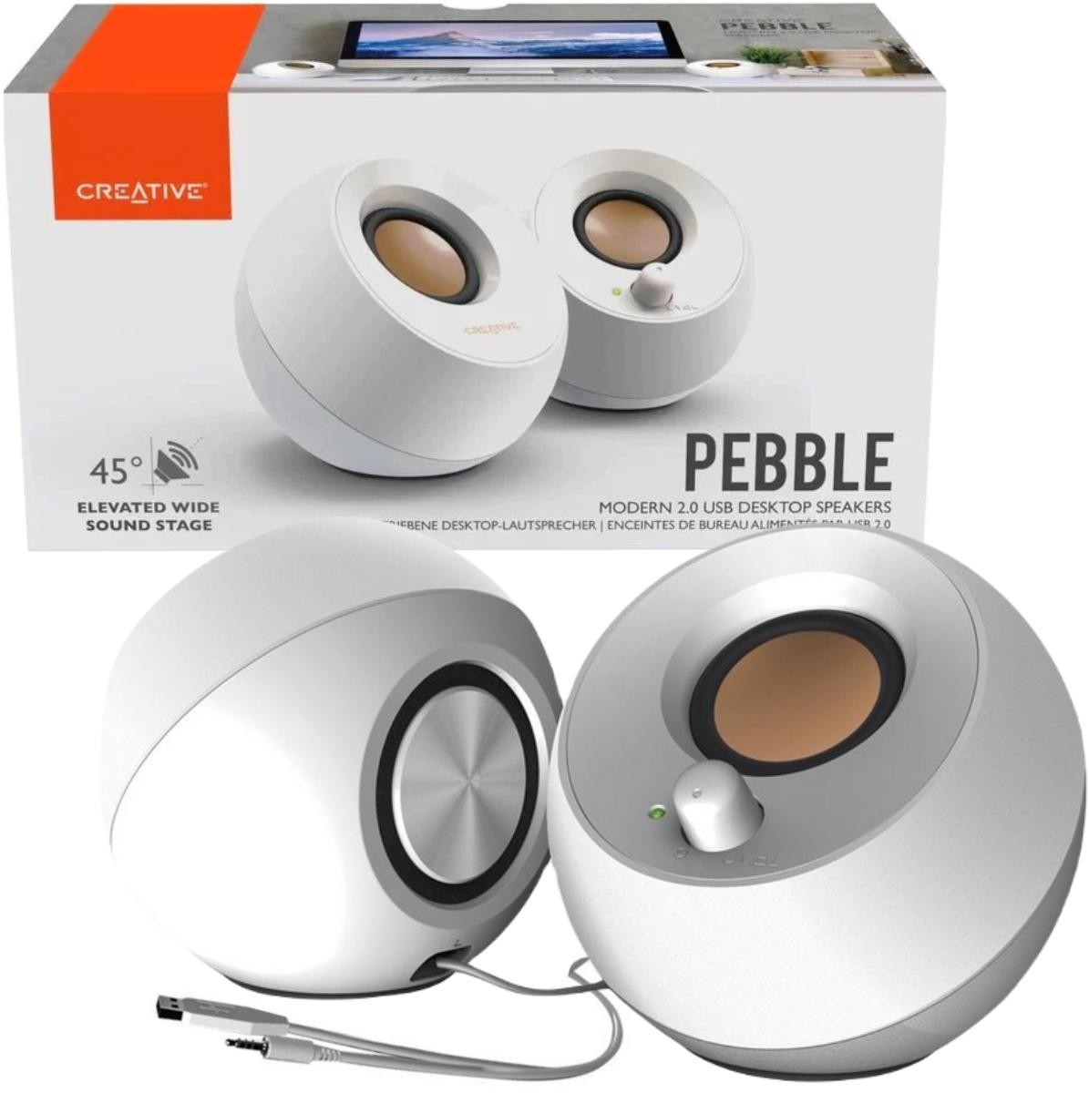 Image of OUTLET_1: Głośniki komputerowe Creative Pebble 2.0 USB biały