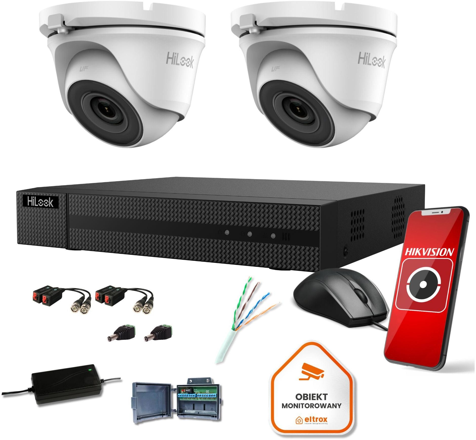 Image of Zestaw monitoringu Hilook by Hikvision 2 kamer 2MPx TVICAM-T2M