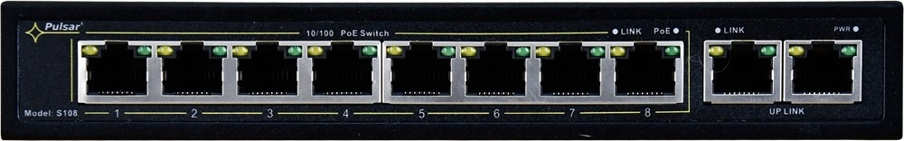 Image of SWITCH POE PULSAR S108 10-PORTÓW (8xPoE + 2xUPLINK) IEEE 802.3af/at, 48VDC / 30W/port (PoE+) 120W
