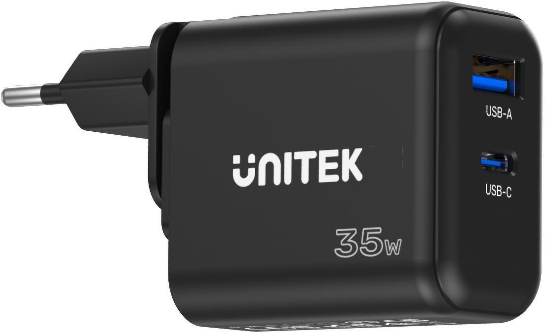 Image of Ładowarka sieciowa Unitek GaN PD 35W USB-C + USB-A czarna