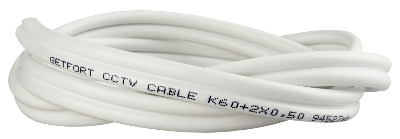 Image of Przewód kabel koncentryczny z zasilaniem do CCTV BIAŁY K60+2x0,5mm2 GETFORT 100m