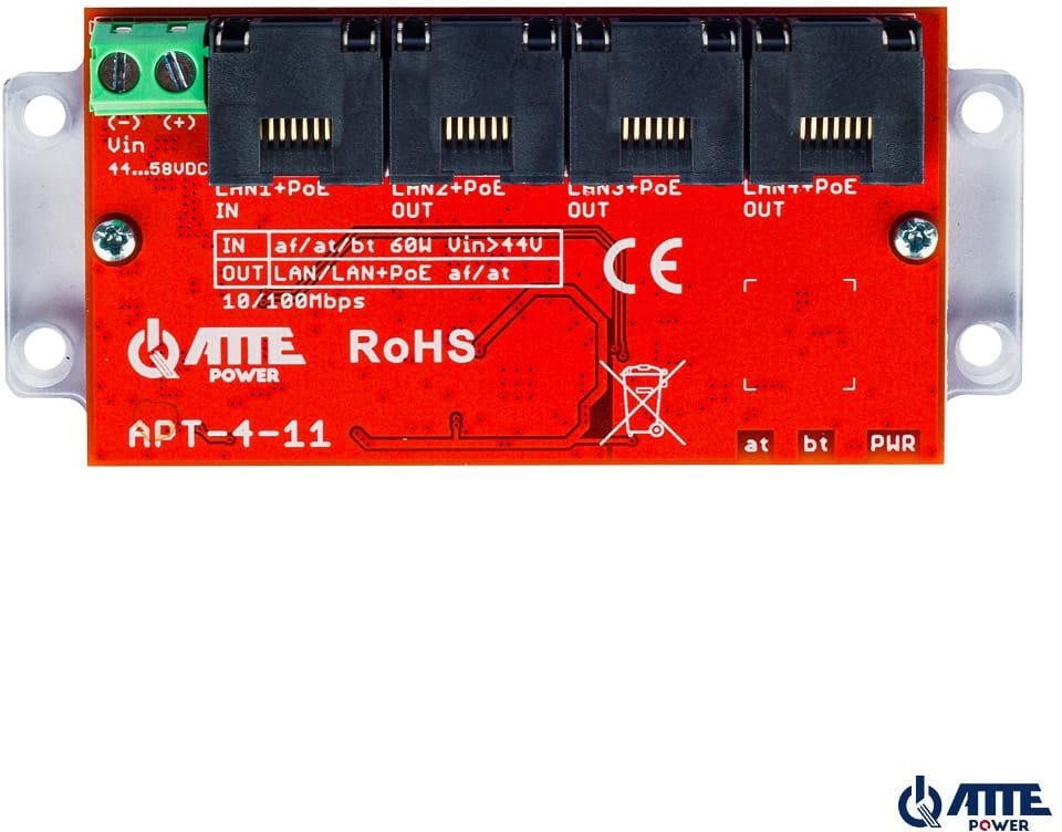 Image of ATTE APT-4-11 Switch PoE 4 portowy 10/100Mbps, extender