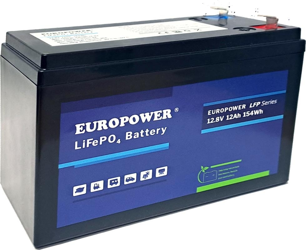 Image of Akumulator LiFePO4 EUROPOWER serii LFP 12,8V 12Ah (Żywotność ~2000 cykli)