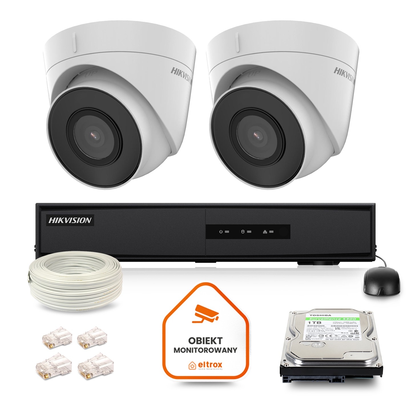 Image of Zestaw Monitoringu IP HIKVISION 2 Kamer kopułkowych 4Mpx