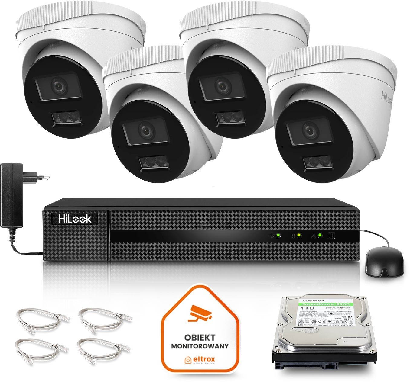 Image of Zestaw monitoringu Hilook by Hikvision 4 kamer IP IPCAM-T6-30DL 6MP PoE