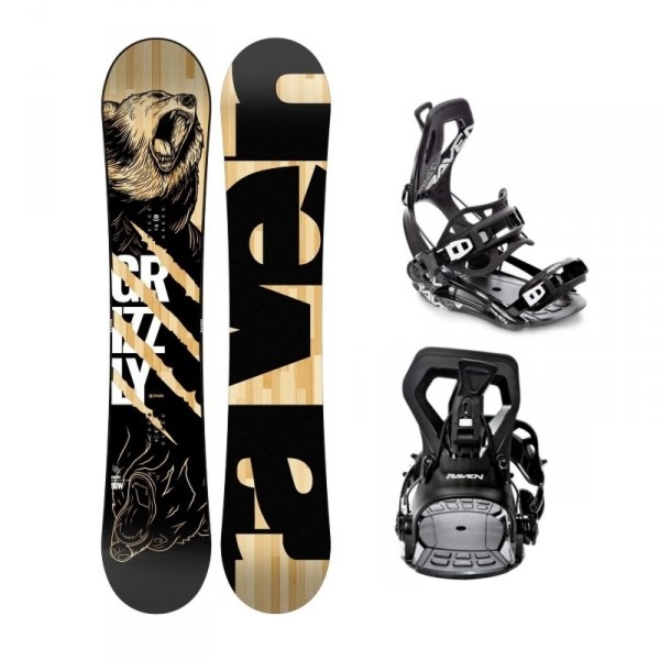 Zestaw snowboardowy Raven Grizzly z wiązaniami Raven FT360 (black)