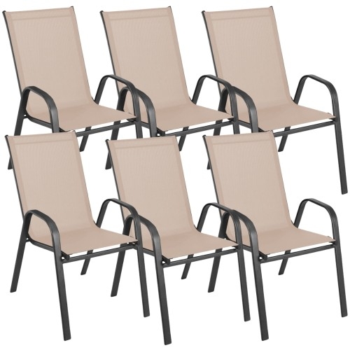 Image of Krzesło ogrodowe metalowe taupe 6 sztuk